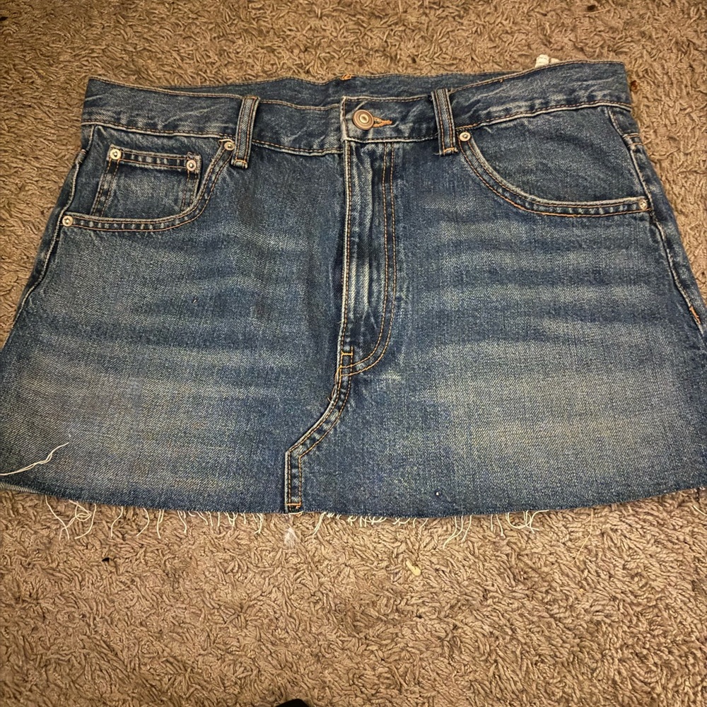 Zara Gold and Blue A-Line Mini Skirt